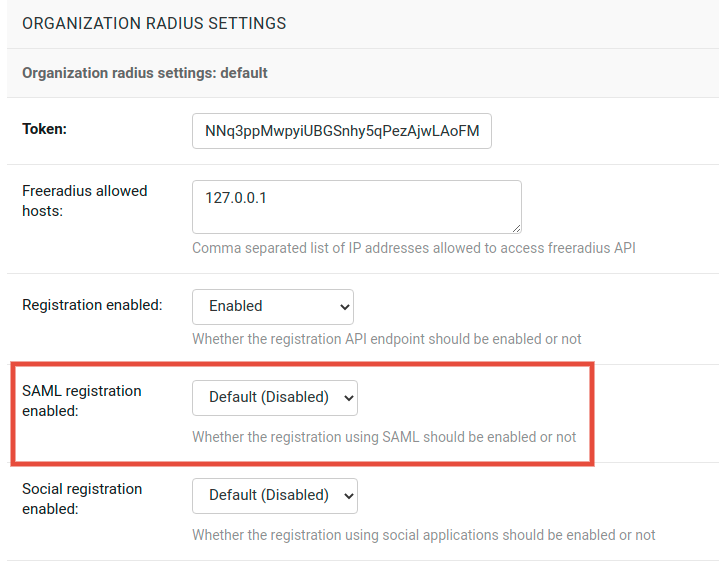 Organization SAML settings