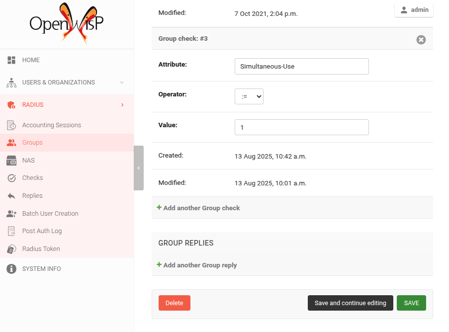 Example of setting Idle-Timeout to 240